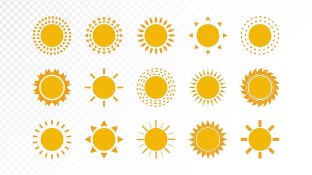 Yellow geometric sun collection for summer design