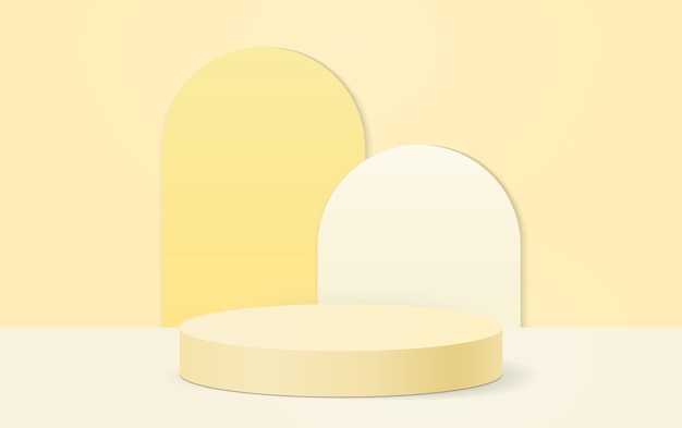 Yellow geometrical background with a product podium