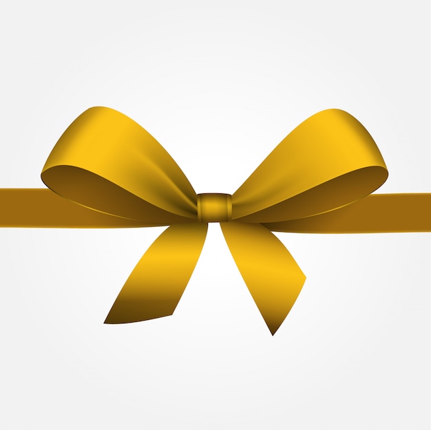 Vector yellow gift bow with ribbon