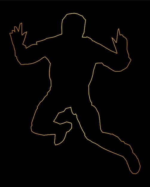 a yellow glow in the dark silhouette of a man