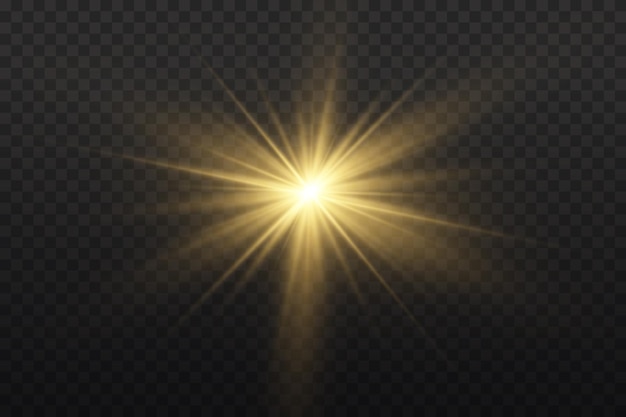 Yellow glowing light. bright star  shining sun