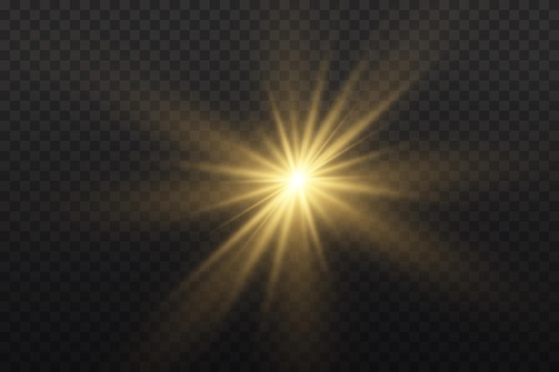 Yellow glowing light. Bright Star  shining sun