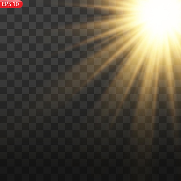 Yellow glowing light explodes on a transparent background. Sparkling magical dust particles. Bright