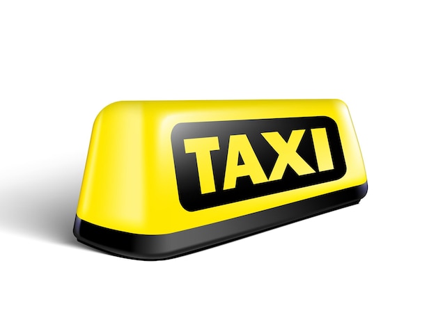 Vector yellow glowing taxi automobile sign with shadow