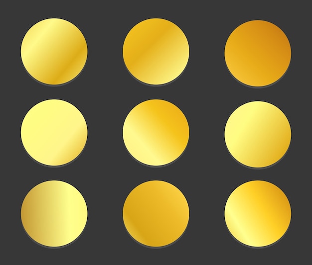 Vector yellow gold gradients metallic gradients set design