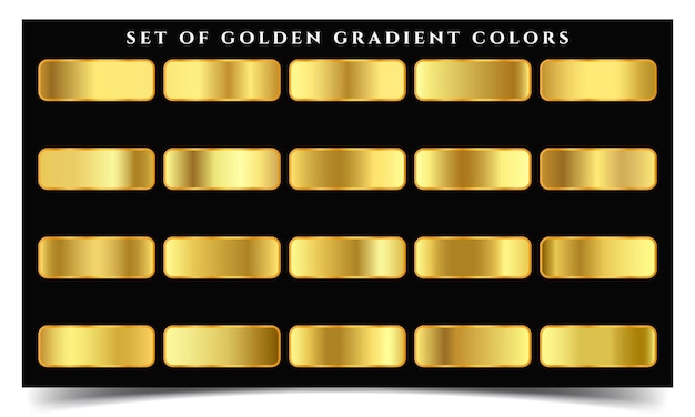 Vector yellow golden gradients metallic gradients collection