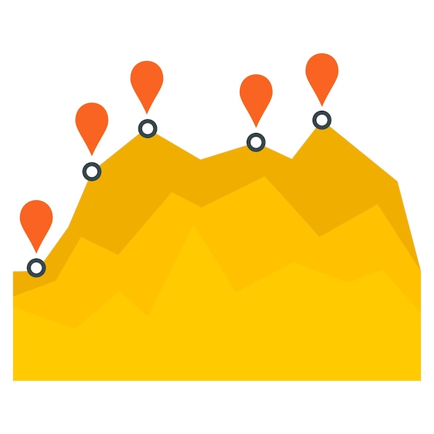 Vector yellow graph chart icon flat illustration of yellow graph chart vector icon for web design