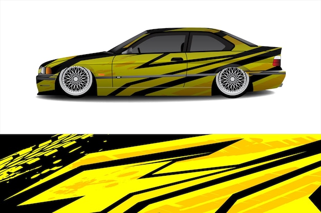 yellow graphic rally car livery sticker design