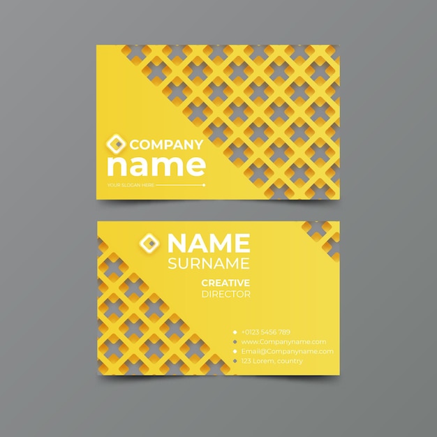 Yellow and gray business card template