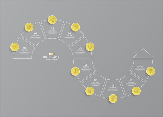 Yellow and gray colors for infographic with options