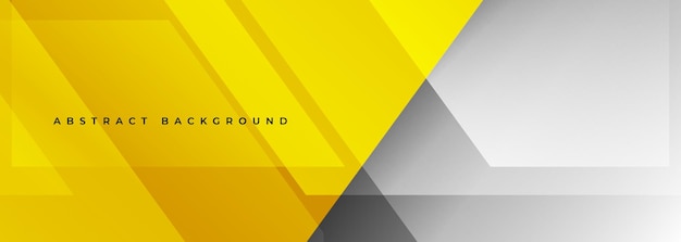 Yellow and gray modern futuristic abstract wide banner with geometric shapes