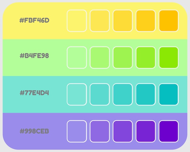 Yellow green blue color palette vector neon colors catalog rgb pantone colors colour matching