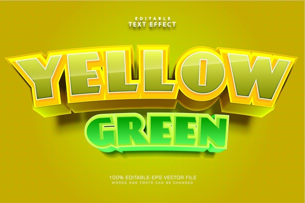 Yellow green editable text effect 3 dimension emboss cartoon style