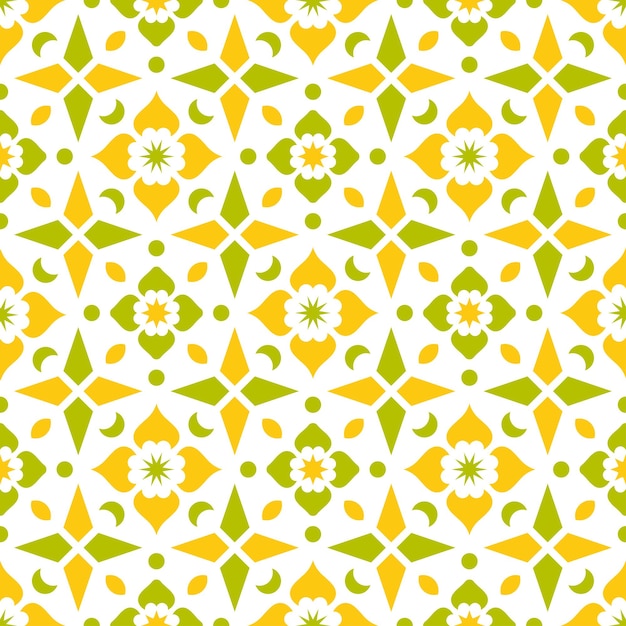 Sfondo astratto batik con motivo etnico giallo e verde