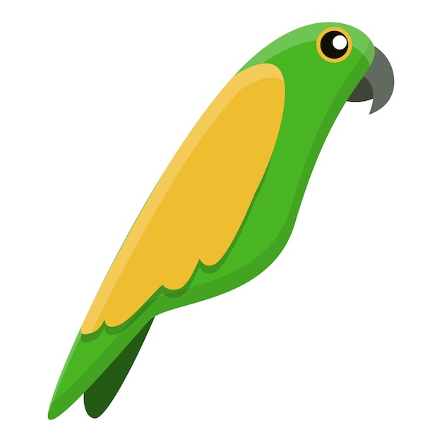 Желто-зеленый значок попугая Мультфильм желто-зеленого векторного значка попугая для веб-дизайна изолирован на белом фоне