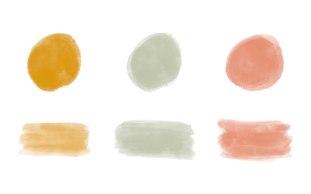 Vector yellow, green and pink watercolor brush stroke splashes