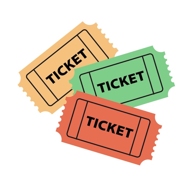 Vector yellow green and red movie ticket icons vector illustration