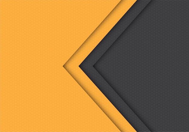 yellow grey arrow hexagon mesh pattern direction background.
