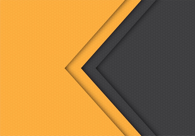 Yellow grey arrow hexagon mesh pattern direction background