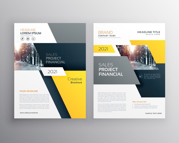 Yellow and grey business brochure template