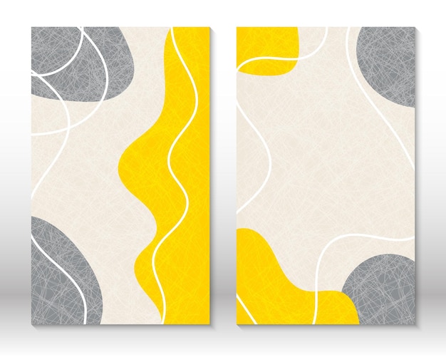 Colori grigio giallo pittura astratta moderna set di forme geometriche fluide forme astratte disegnate a mano effetto acquerello design di arredamento per la casa stampa d'arte moderna design contemporaneo