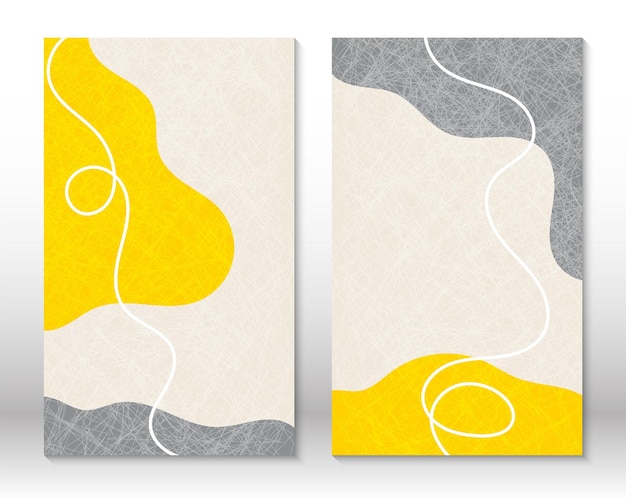 노란색 회색 색상 현대 추상 회화 유체 기하학적 모양 세트 추상 손으로 그린 수채화 효과 모양 홈 장식 디자인 현대 미술 인쇄 현대 디자인