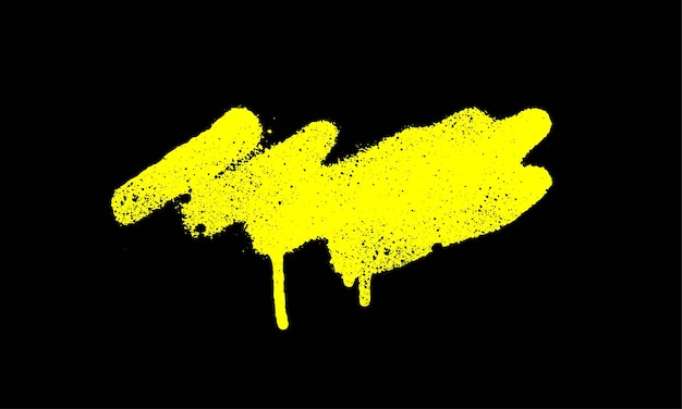 Знак желтой краской гранж и текстурированный узор на черном фоне