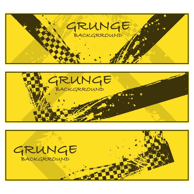 Yellow grunge race banners set