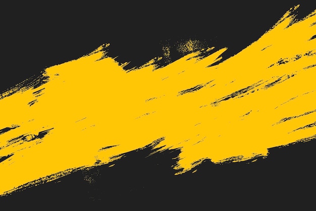 Vector yellow grungy paint brush strokes on black background texture in urban style