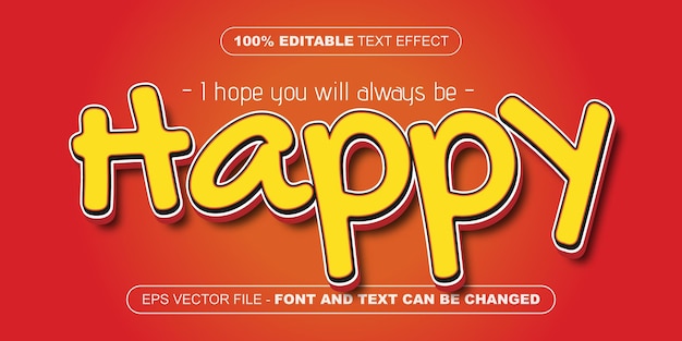 Yellow happy 3d editable text effect