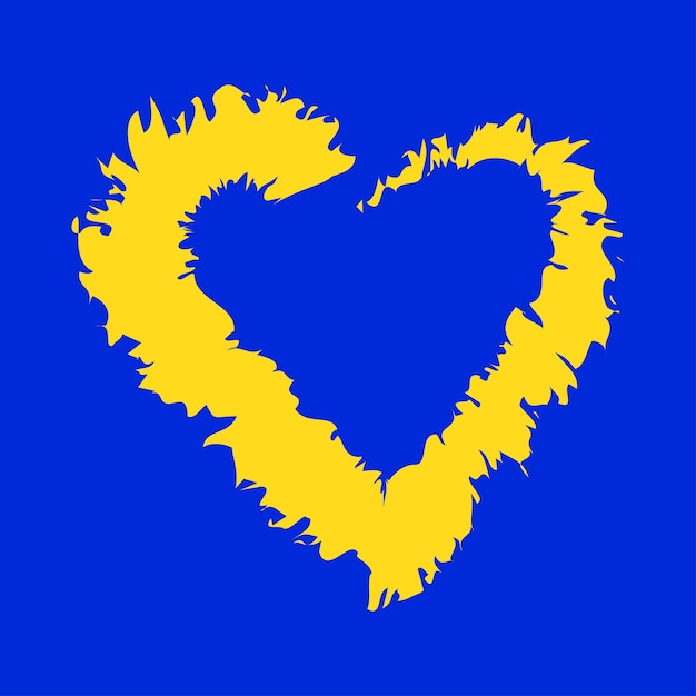 Cuore giallo su sfondo blu