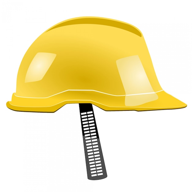 Yellow helmet with a strap