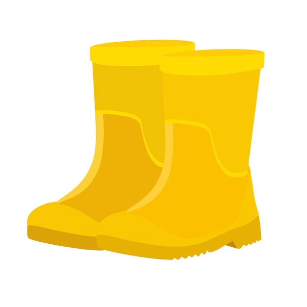 Yellow high clean rubber boots Gardening autumn Flat style