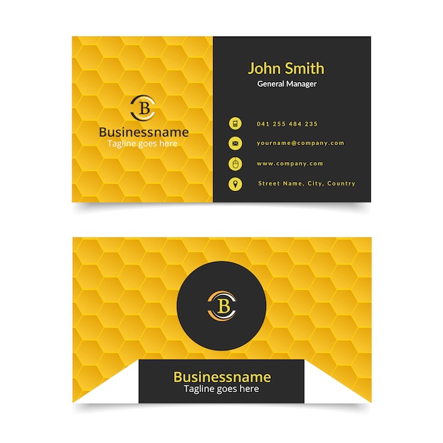 Yellow honeycomb business card