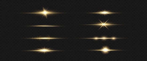 Vector yellow horizontal flares set