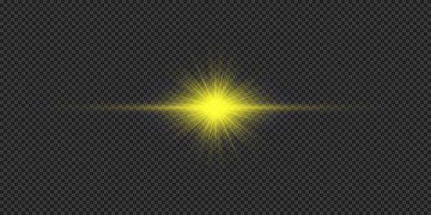 Vector yellow horizontal light effect of lens flares