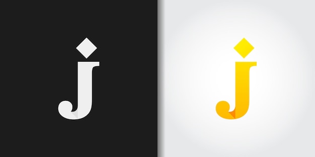 Yellow initial letter j logo set