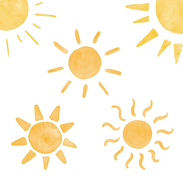 Vector yellow ink shiny weather sun set vector illustration watercolor style