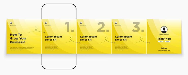 Vector yellow instagram carousel banner or editable linkedin carousel template social media post design