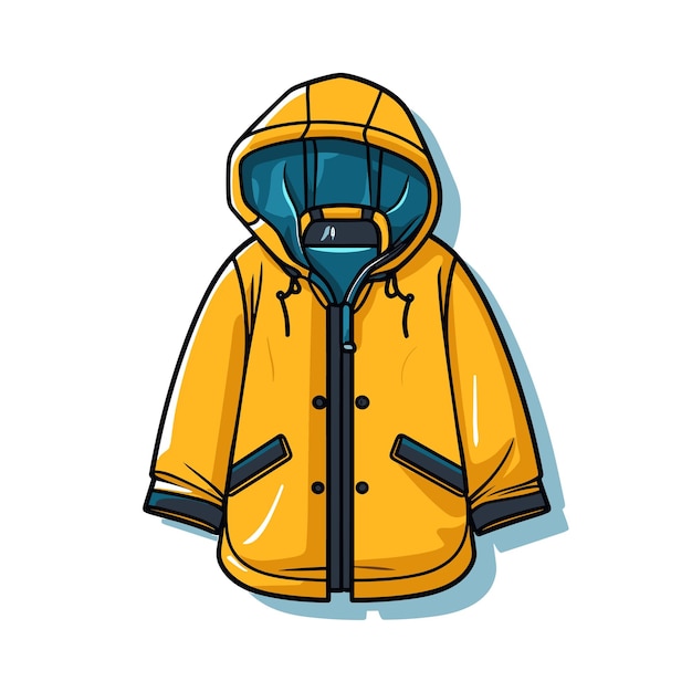 Vector a yellow jacket with a hood that says 