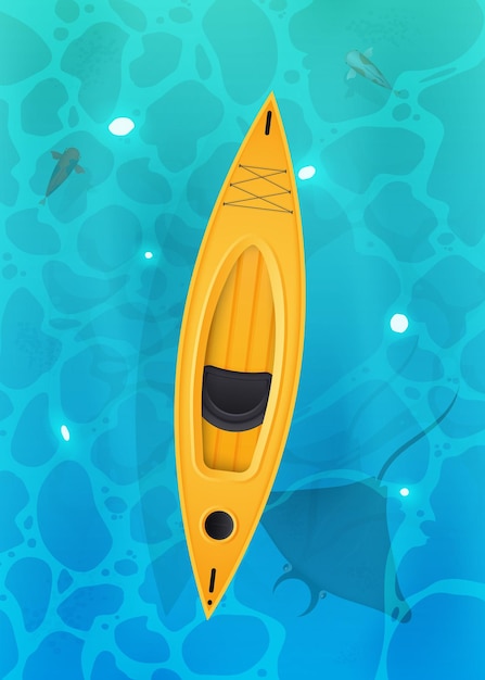 Yellow kayak with paddles