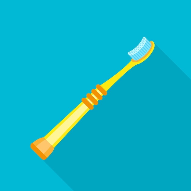 Yellow kid toothbrush icon Flat illustration of yellow kid toothbrush vector icon for web design