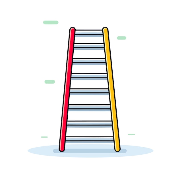 A yellow ladder with a red and yellow ladder on it.