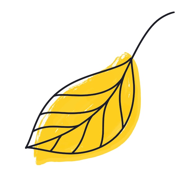 木の落書きから黄色の葉