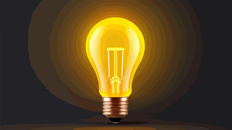 Vector yellow led bulb macro diode