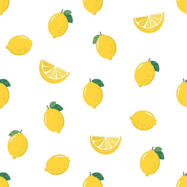 Yellow lemon seamless pattern.