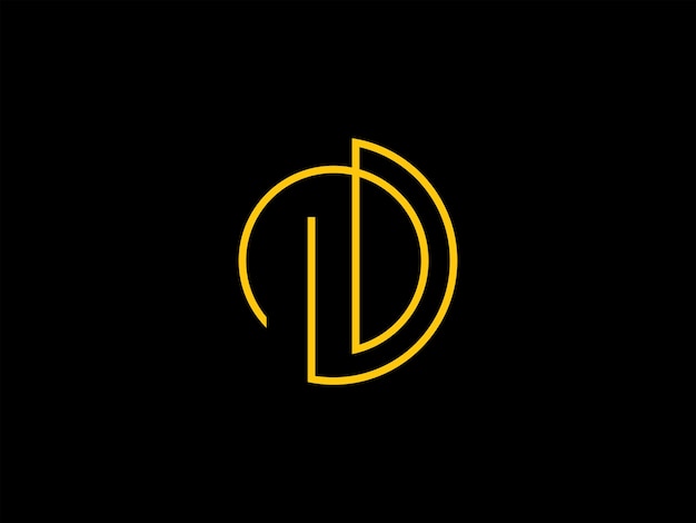 Желтая буква d логотип на черном фоне