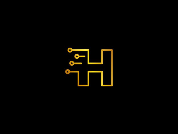 Vector a yellow letter h with a black background