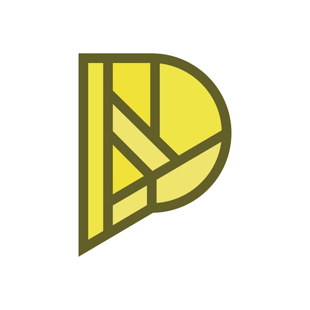 중간에 삼각형이 있는 노란색 문자 p