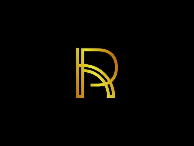 Yellow letter r on a black background